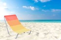 Leżak turystyczny plażowy składany OLEK - pomarańczowe pasy Leżak turystyczny plażowy składany OLEK - pomarańczowe pasy