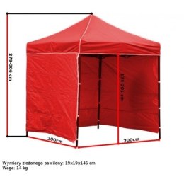 Pawilon handlowy ekspresowy - 2x2 m - 3 ściany - czerwony