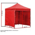 Pawilon handlowy ekspresowy - 3x3 m - 4 ściany - czerwony