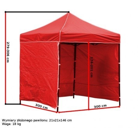 Pawilon handlowy ekspresowy - 3x3 m - 4 ściany - niebieski Pawilon handlowy ekspresowy - 3x3 m - 4 ściany - niebieski