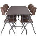 Zestaw cateringowy RATTAN stół 180 cm + 6 krzeseł