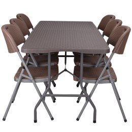 Zestaw cateringowy RATTAN stół 180 cm + 6 krzeseł