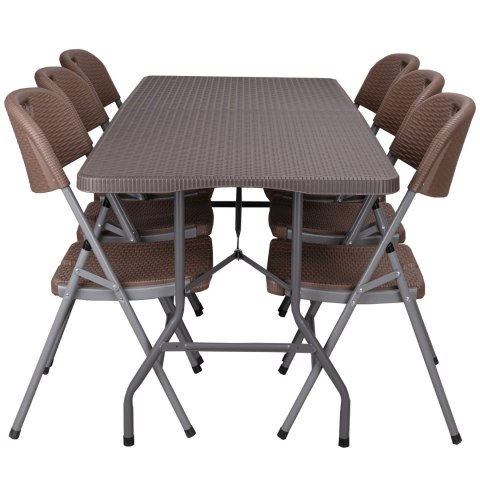 Zestaw cateringowy RATTAN stół 180 cm + 6 krzeseł Zestaw cateringowy RATTAN stół 180 cm + 6 krzeseł
