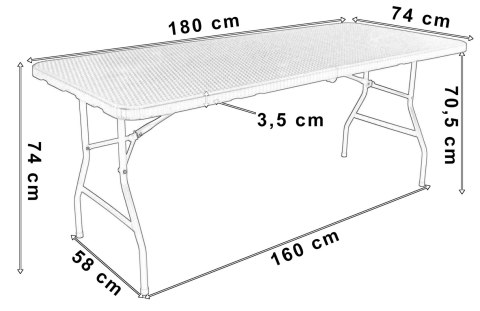 Zestaw cateringowy RATTAN stół 180 cm + 6 krzeseł Zestaw cateringowy RATTAN stół 180 cm + 6 krzeseł