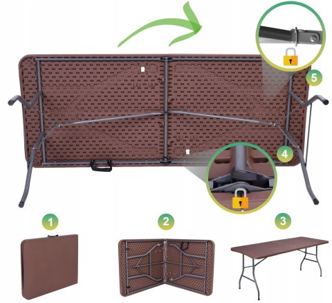 Zestaw cateringowy RATTAN stół 180 cm + 6 krzeseł Zestaw cateringowy RATTAN stół 180 cm + 6 krzeseł