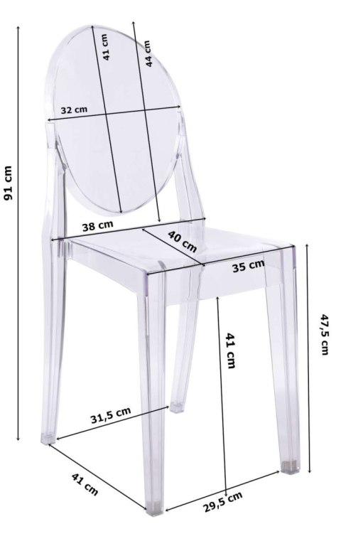 Krzesło transparentne przezroczyste Queen Krzesło transparentne przezroczyste Queen
