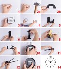 Zegar ścienny Diy HAPI 3D srebny