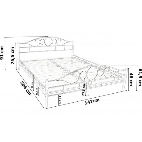 Łóżko metalowe Arrigo 140x200 - czarne Łóżko metalowe Arrigo 140x200 - czarne