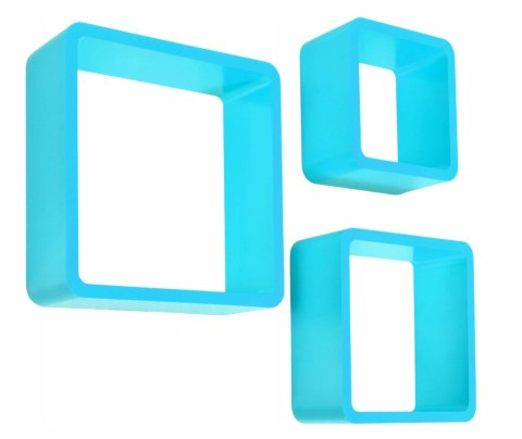 Półki wiszące CUBE - 3 sztuki - niebieskie