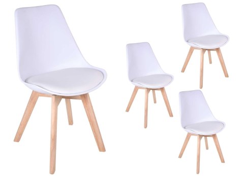 Komplet nowoczesnych krzeseł DSW Nantes - 4 sztuki - białe Komplet nowoczesnych krzeseł DSW Nantes - 4 sztuki - białe