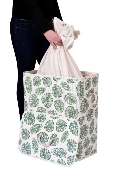 Kosz na pranie pojemnik bambusowy 100L Monstera Kosz na pranie pojemnik bambusowy 100L Monstera