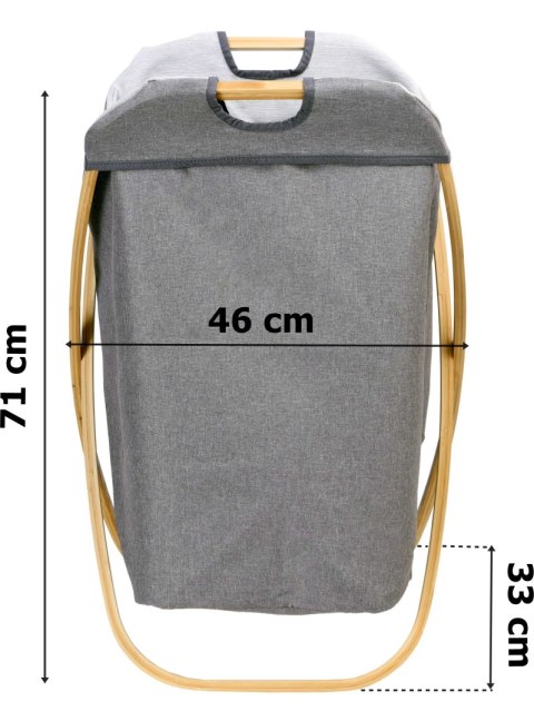 Kosz bambusowy VIVIEN z pokrywą 70L 1 komora szary Kosz bambusowy VIVIEN z pokrywą 70L 1 komora szary