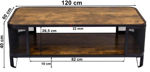 Stolik loftowy kawowy Sargot rustykalny 120 cm Stolik loftowy kawowy Sargot rustykalny 120 cm