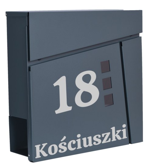 Skrzynka pocztowa na listy JOHAN antracyt z napisami Skrzynka pocztowa na listy JOHAN antracyt z napisami