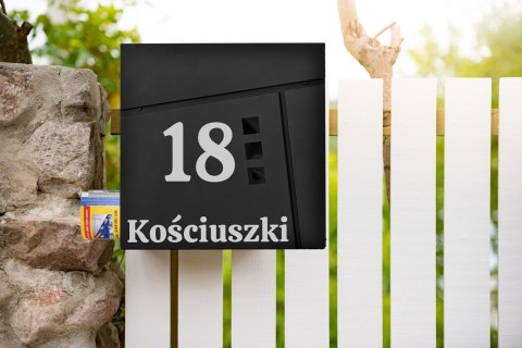 Skrzynka pocztowa na listy Johan czarny z napisami Skrzynka pocztowa na listy Johan czarny z napisami