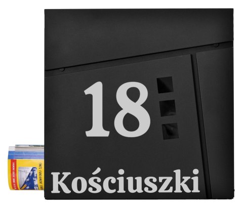 Skrzynka pocztowa na listy Johan czarny z napisami Skrzynka pocztowa na listy Johan czarny z napisami