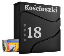 Skrzynka pocztowa na listy Sven z gazetnikiem czarny z napisami