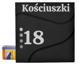Skrzynka pocztowa na listy Sven z gazetnikiem czarny z napisami