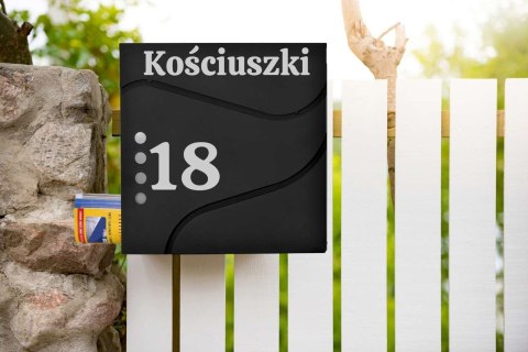 Skrzynka pocztowa na listy Sven z gazetnikiem czarny z napisami Skrzynka pocztowa na listy Sven z gazetnikiem czarny z napisami