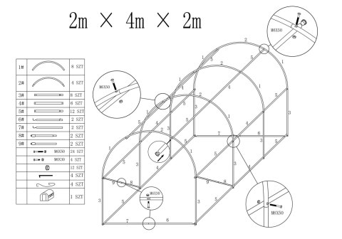 Tunel foliowy - szklarnia ogrodowa AUREA 2x4m Tunel foliowy - szklarnia ogrodowa AUREA 2x4m
