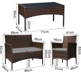Meble ogrodowe z technorattanu zestaw 4w1 MAGNOLIA brązowy