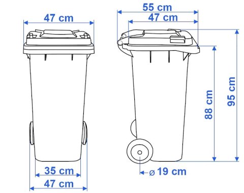 Pojemnik na odpady 120L kosz brązowy Pojemnik na odpady 120L kosz brązowy