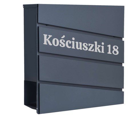 Skrzynka pocztowa na listy Bjorg antracyt z napisami Skrzynka pocztowa na listy Bjorg antracyt z napisami