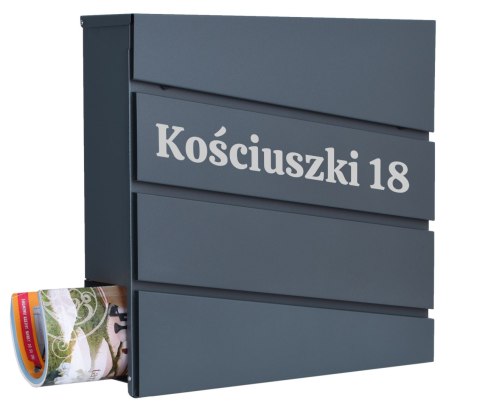 Skrzynka pocztowa na listy Bjorg antracyt z napisami Skrzynka pocztowa na listy Bjorg antracyt z napisami