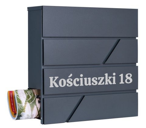 Skrzynka pocztowa na listy Tove antracyt z napisami Skrzynka pocztowa na listy Tove antracyt z napisami