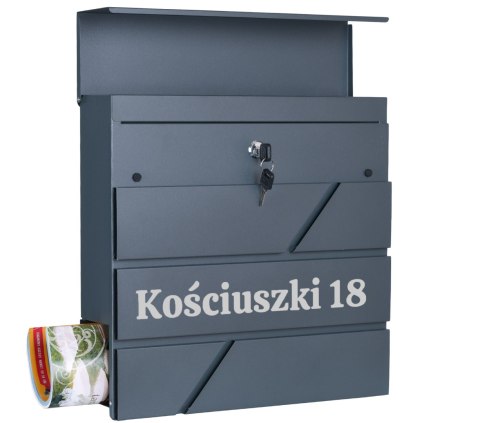 Skrzynka pocztowa na listy Tove antracyt z napisami Skrzynka pocztowa na listy Tove antracyt z napisami