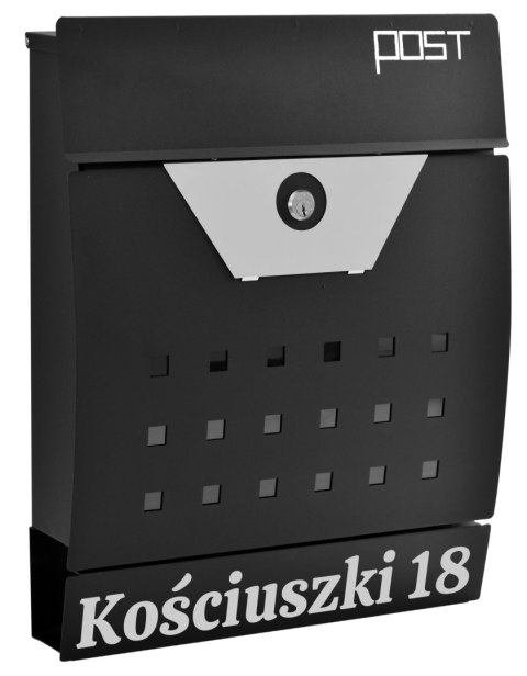 Skrzynka pocztowa na listy Ivar czarna z napisami Skrzynka pocztowa na listy Ivar czarna z napisami