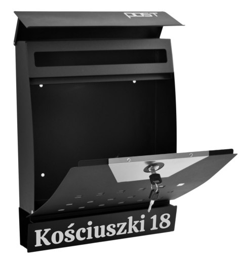Skrzynka pocztowa na listy Ivar czarna z napisami Skrzynka pocztowa na listy Ivar czarna z napisami