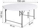 Stół cateringowy BATLEY składany 150 cm biały
