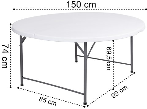 Stół cateringowy BATLEY składany 150 cm biały Stół cateringowy BATLEY składany 150 cm biały