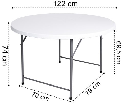 Stół cateringowy BRISTOL składany 120 cm biały Stół cateringowy BRISTOL składany 120 cm biały