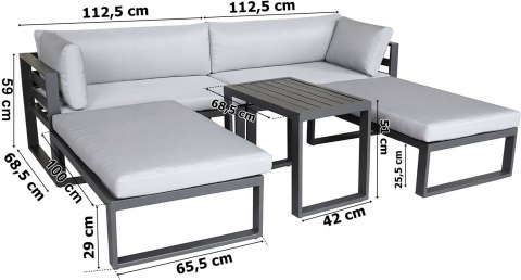 Zestaw mebli ogrodowych SANTO szary aluminium Zestaw mebli ogrodowych SANTO szary aluminium