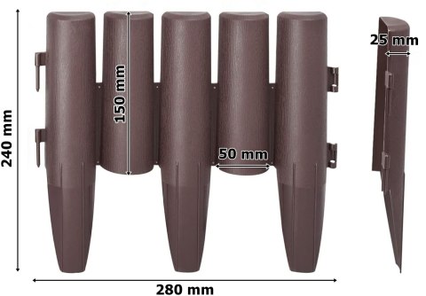 Palisada trawnikowa ogrodowa RIBERA brązowa 280 cm Palisada trawnikowa ogrodowa RIBERA brązowa 280 cm