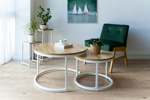 Stoliki kawowe loft Galen Craft Biały zestaw 2 sztuk Stoliki kawowe loft Galen Craft Biały zestaw 2 sztuk