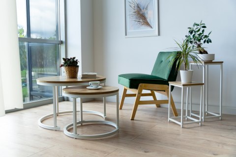 Stoliki kawowe loft Galen Craft Biały zestaw 2 sztuk Stoliki kawowe loft Galen Craft Biały zestaw 2 sztuk