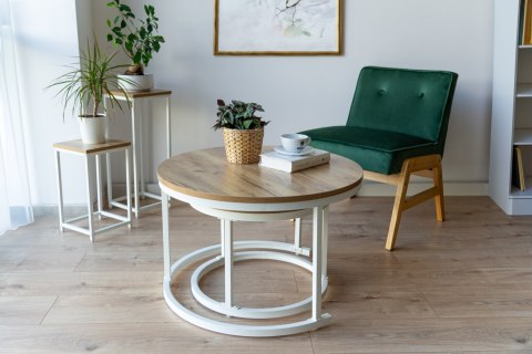 Stoliki kawowe loft Galen Craft Biały zestaw 2 sztuk Stoliki kawowe loft Galen Craft Biały zestaw 2 sztuk