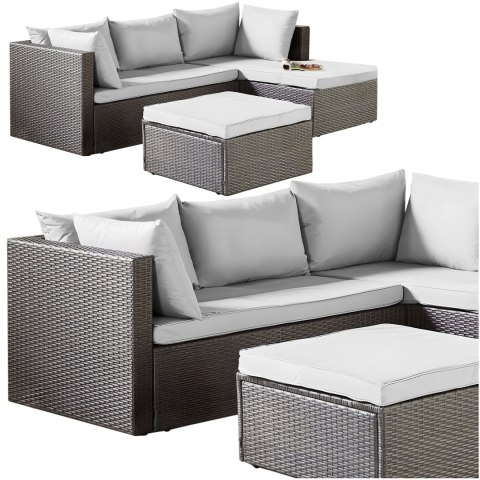 Zestaw mebli ogrodowych FLORENCJA szary sofa otomana Zestaw mebli ogrodowych FLORENCJA szary sofa otomana