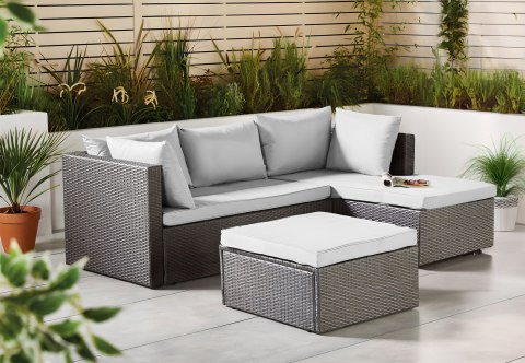 Zestaw mebli ogrodowych FLORENCJA szary sofa otomana Zestaw mebli ogrodowych FLORENCJA szary sofa otomana