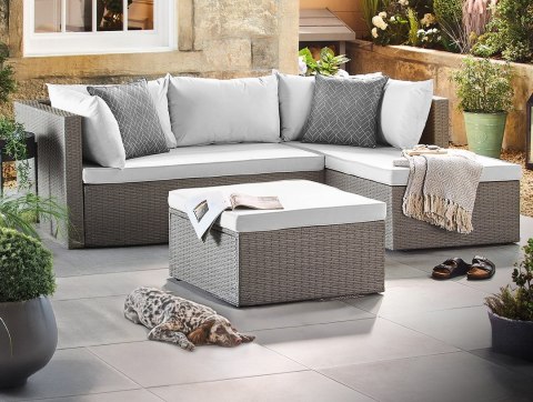 Zestaw mebli ogrodowych FLORENCJA szary sofa otomana Zestaw mebli ogrodowych FLORENCJA szary sofa otomana