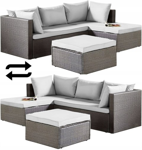 Zestaw mebli ogrodowych FLORENCJA szary sofa otomana Zestaw mebli ogrodowych FLORENCJA szary sofa otomana