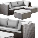 Zestaw mebli ogrodowych FLORENCJA szary sofa otomana