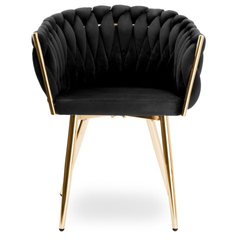 Krzesło welurowe plecione COFTON Gold VELVET Czarny Krzesło welurowe plecione COFTON Gold VELVET Czarny