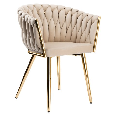 Krzesło welurowe plecione COFTON gold VELVET beżowy Krzesło welurowe plecione COFTON gold VELVET beżowy