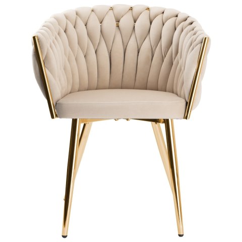 Krzesło welurowe plecione COFTON gold VELVET beżowy Krzesło welurowe plecione COFTON gold VELVET beżowy