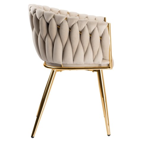 Krzesło welurowe plecione COFTON gold VELVET beżowy Krzesło welurowe plecione COFTON gold VELVET beżowy