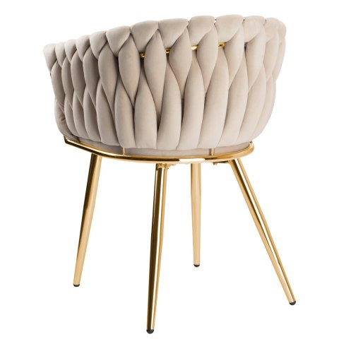 Krzesło welurowe plecione COFTON gold VELVET beżowy Krzesło welurowe plecione COFTON gold VELVET beżowy